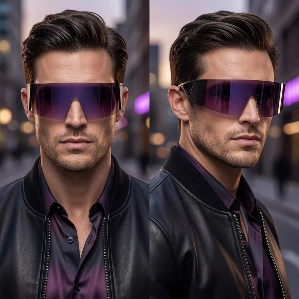 Men Sunglasses Modern Eyewear Featuring Violet Gradient Lens Bold Geometric 2026